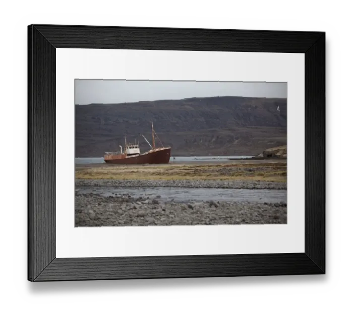 Framed Print : Shipwreck in Breidavik, West Fjords, Iceland, Europe Framed Print : Shipwreck in Breidavik, West Fjords, Iceland, Europe