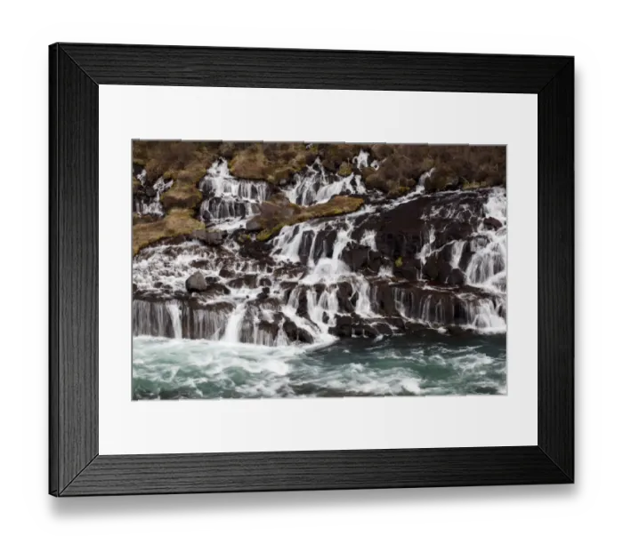 Framed Print : Hraunfossar, Husafell, Iceland, Europe Framed Print : Hraunfossar, Husafell, Iceland, Europe