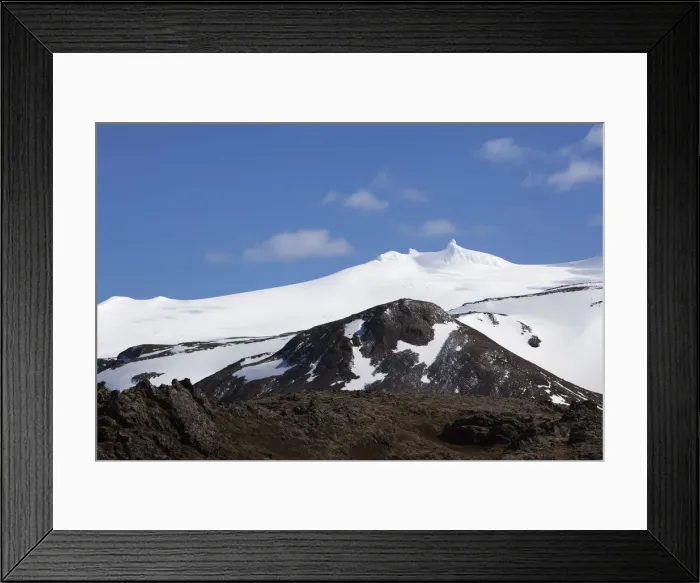 Framed Print : Summits of the Snaefell and Snaefellsjoekull volcanos, Snaefellsness National Park, Iceland, Europe Framed Print : Summits of the Snaefell and Snaefellsjoekull volcanos, Snaefellsness National Park, Iceland, Europe