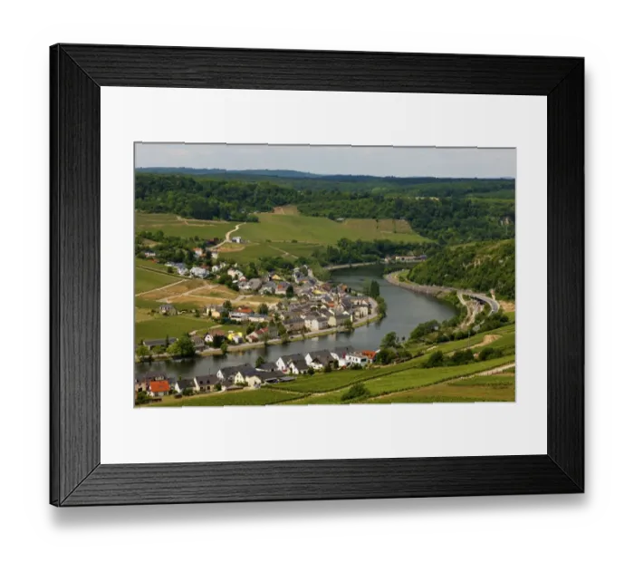 Framed Print : The town of Machtum on a loop of the Moselle river, Moselle Valley, Luxembourg, Europe