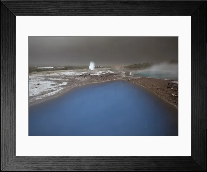 Framed Print : Strokkur, fountain geyser, with volcanic ash cloud, South Iceland, Iceland, Europe Framed Print : Strokkur, fountain geyser, with volcanic ash cloud, South Iceland, Iceland, Europe
