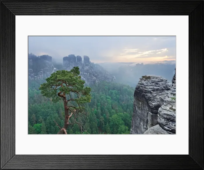 Framed Print : View from the Bastei rock formation, Saxon Switzerland National Park, Saxon Switzerland region, Saxony, Germany