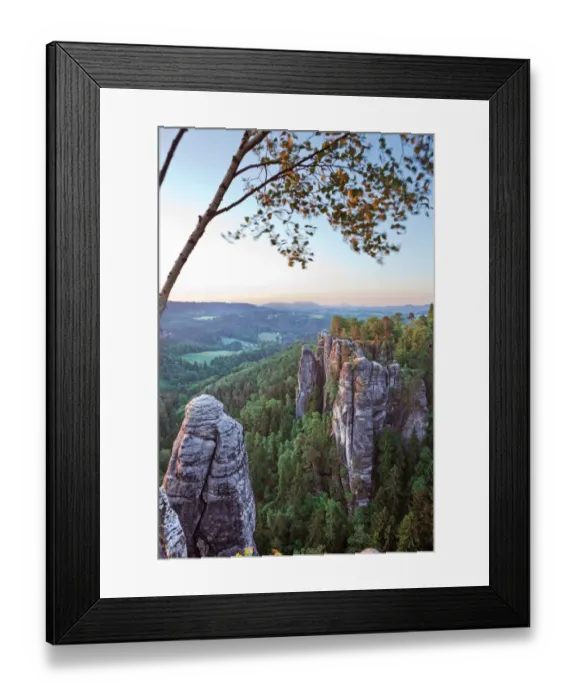 Framed Print : View from the Bastei rock formation in the morning light, Saxon Switzerland National Park, Saxon Switzerland region, Saxony, Germany Framed Print : View from the Bastei rock formation in the morning light, Saxon Switzerland National Park, Saxon Switzerland region, Saxony, Germany