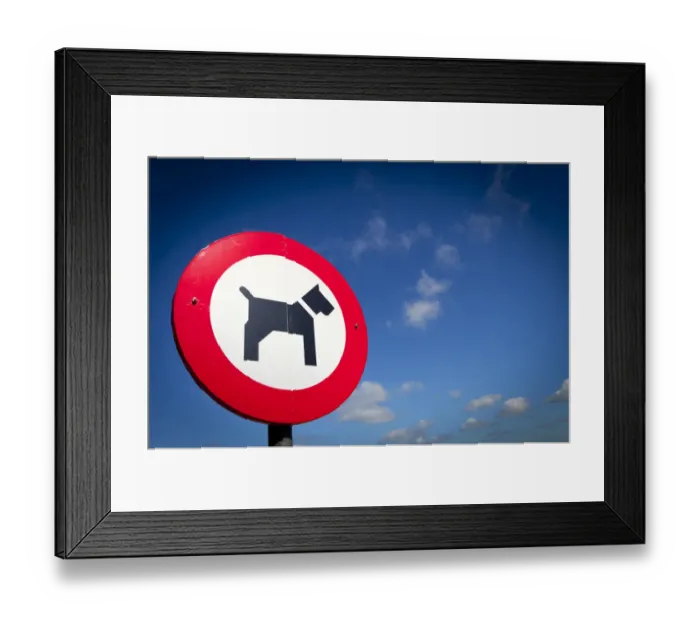 Framed Print : Sign, No dogs, in Ostend beach, Belgium, Europe Framed Print : Sign, No dogs, in Ostend beach, Belgium, Europe
