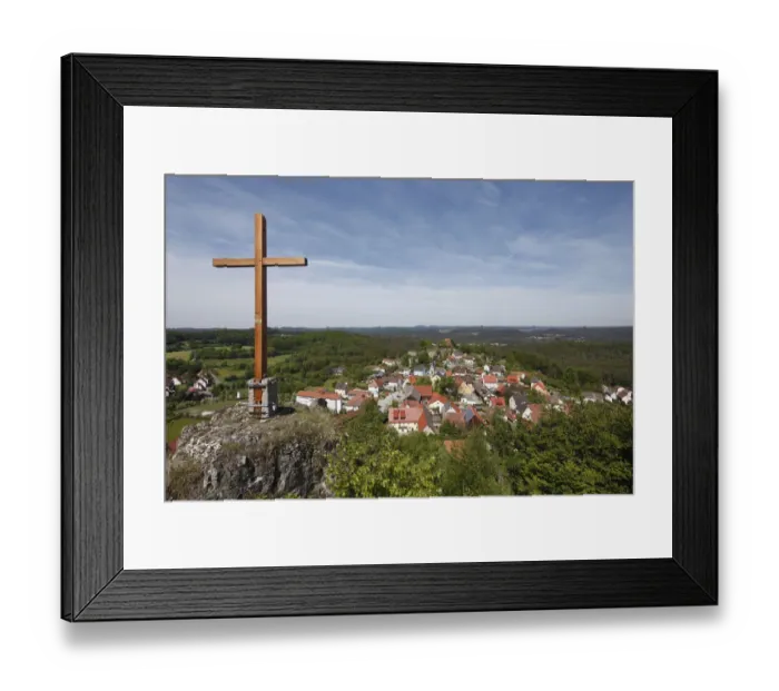 Framed Print : Hartenstein, view from Hirtenberg mountain, Hersbrucker Alb mountains, Middle Franconia, Franconia, Bavaria, Germany, Europe, PublicGround