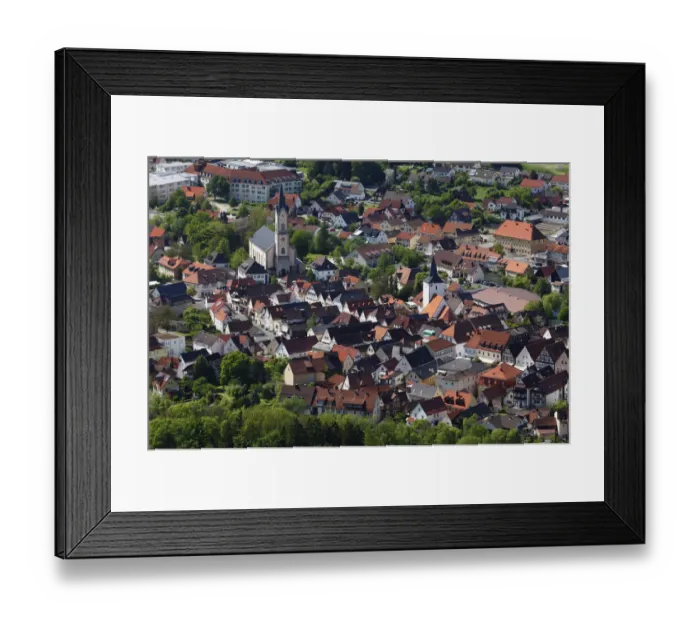 Framed Print : Cityscape view across Ebermannstadt from the Wallerwarte look-out, Franconian Switzerland, Upper Franconia, Franconia, Bavaria, Germany, Europe Framed Print : Cityscape view across Ebermannstadt from the Wallerwarte look-out, Franconian Switzerland, Upper Franconia, Franconia, Bavaria, Germany, Europe