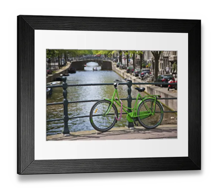 Framed Print : Bicycle on a bridge crossing a canal in the historic city centre of Amsterdam, Holland, Netherlands, Europe Framed Print : Bicycle on a bridge crossing a canal in the historic city centre of Amsterdam, Holland, Netherlands, Europe