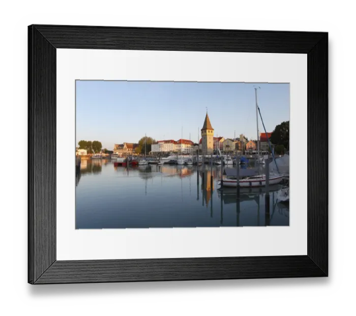 Framed Print : Harbour with Mangturn or Mangenturm tower, Lindau on Lake Constance, Swabia, Bavaria, Germany, Europe, PublicGround
