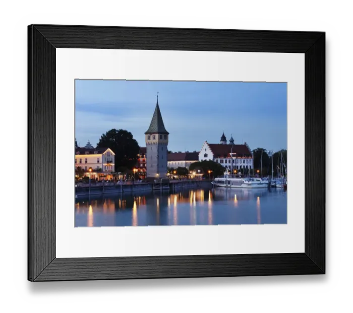 Framed Print : Mangturm or Mangenturm tower near the harbour at dusk, Lindau on Lake Constance, Swabia, Bavaria, Germany, Europe, PublicGround Framed Print : Mangturm or Mangenturm tower near the harbour at dusk, Lindau on Lake Constance, Swabia, Bavaria, Germany, Europe, PublicGround