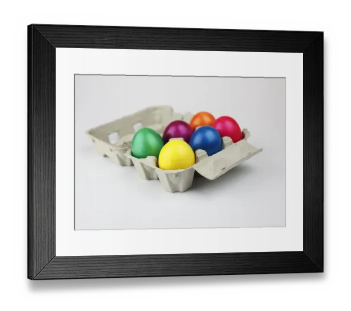 Framed Print : Colourful Easter eggs in an egg box Framed Print : Colourful Easter eggs in an egg box