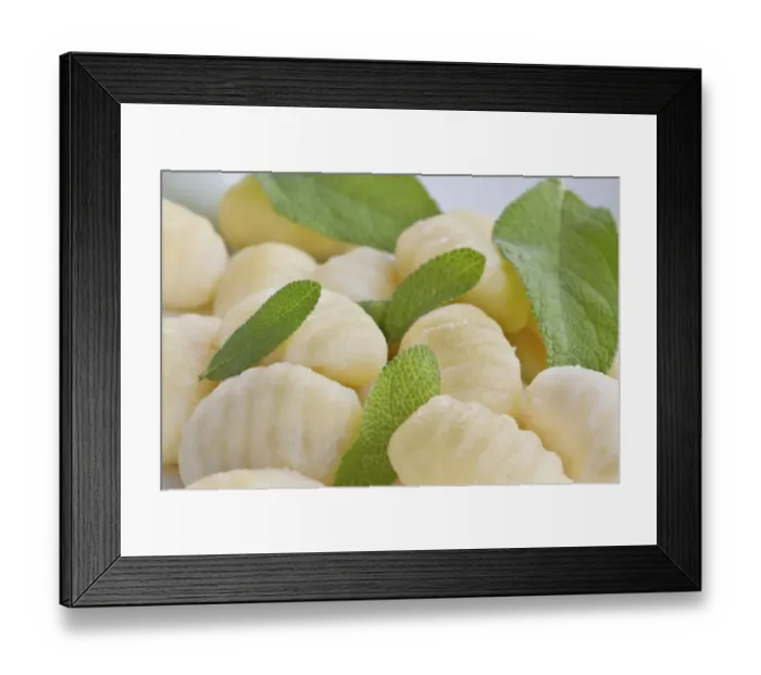 Framed Print : Gnocchi, basil Framed Print : Gnocchi, basil