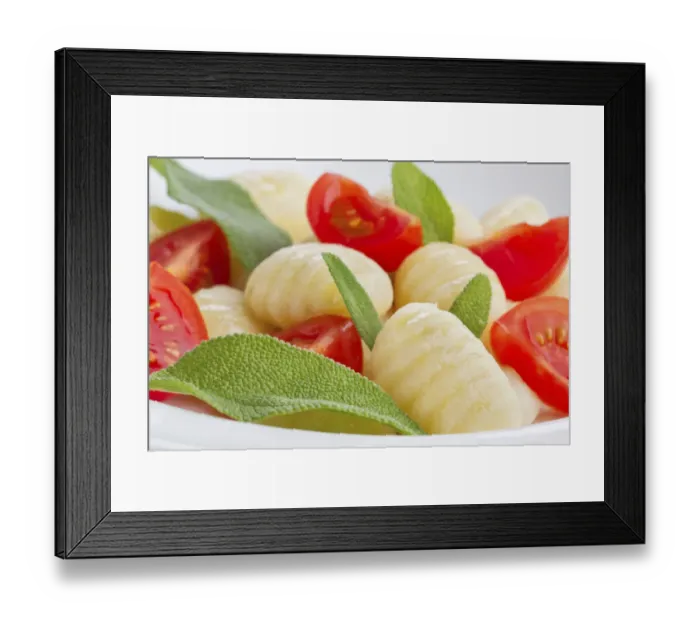 Framed Print : Gnocchi, tomatoes, basil