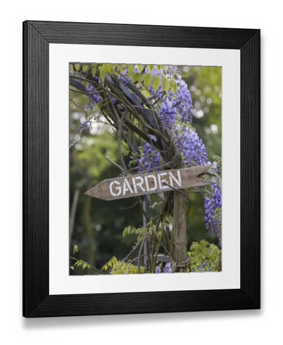 Framed Print : Sign Garden in a romantic garden Framed Print : Sign Garden in a romantic garden