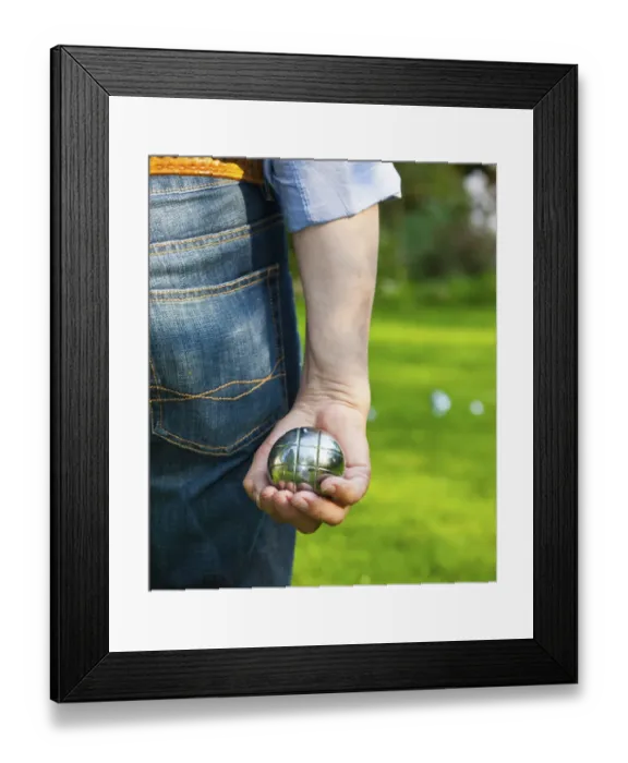 Framed Print : Man playing boules, petanque, preparing to throw, Hesse Germany, Europe Framed Print : Man playing boules, petanque, preparing to throw, Hesse Germany, Europe