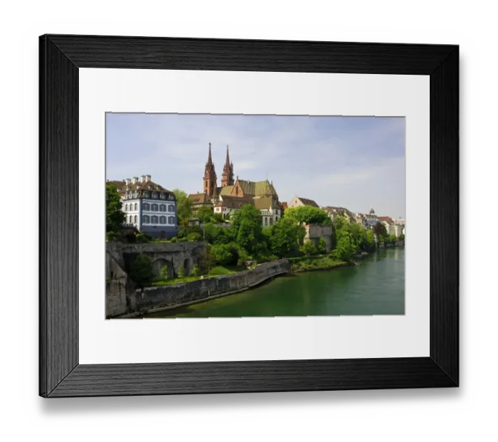 Framed Print : Gross Basel Muenster as seen from Wettsteinbruecke bridge, Basel, Switzerland, Europe
