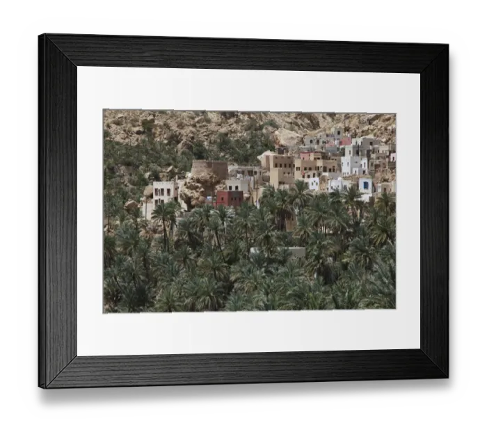 Framed Print : Village with palm trees at the end of Wadi Shab mountain ravine, Hadjar-Gebirge, Hadschar-Gebirge, Tiwi, Oman Framed Print : Village with palm trees at the end of Wadi Shab mountain ravine, Hadjar-Gebirge, Hadschar-Gebirge, Tiwi, Oman