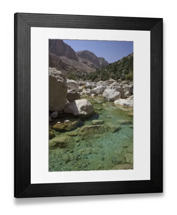 Framed Print : Clear water in the Wadi Shab mountain ravine, Hadjar-Gebirge, Hadschar-Gebirge, Tiwi, Oman Framed Print : Clear water in the Wadi Shab mountain ravine, Hadjar-Gebirge, Hadschar-Gebirge, Tiwi, Oman