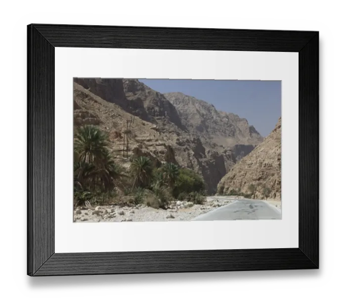 Framed Print : Road in the Wadi Shab mountain ravine, Hadjar-Gebirge, Hadschar-Gebirge, Tiwi, Oman Framed Print : Road in the Wadi Shab mountain ravine, Hadjar-Gebirge, Hadschar-Gebirge, Tiwi, Oman