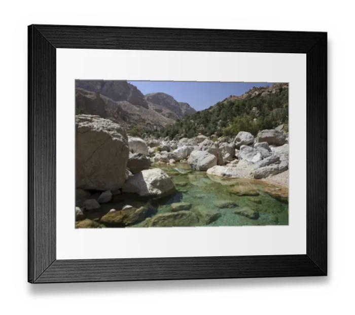 Framed Print : Clear water in the Wadi Shab mountain ravine, Hadjar-Gebirge, Hadschar-Gebirge, Tiwi, Oman Framed Print : Clear water in the Wadi Shab mountain ravine, Hadjar-Gebirge, Hadschar-Gebirge, Tiwi, Oman
