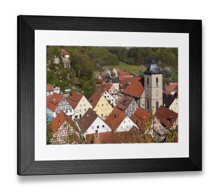 Framed Print : Betzenstein, view from Schmidberg mountain, Little Switzerland, Upper Franconia, Franconia, Bavaria, Germany, Europe