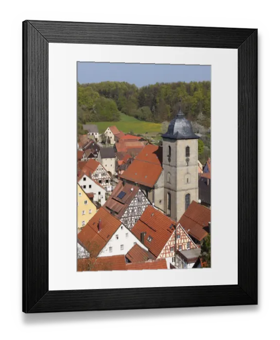 Framed Print : Betzenstein with the parish church, view from Schmidberg mountain, Little Switzerland, Upper Franconia, Franconia, Bavaria, Germany, Europe Framed Print : Betzenstein with the parish church, view from Schmidberg mountain, Little Switzerland, Upper Franconia, Franconia, Bavaria, Germany, Europe