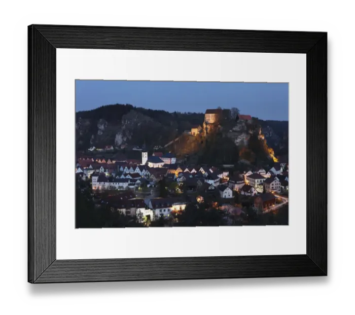 Framed Print : Pottenstein in the evening, Little Switzerland, Upper Franconia, Franconia, Bavaria, Germany, Europe Framed Print : Pottenstein in the evening, Little Switzerland, Upper Franconia, Franconia, Bavaria, Germany, Europe