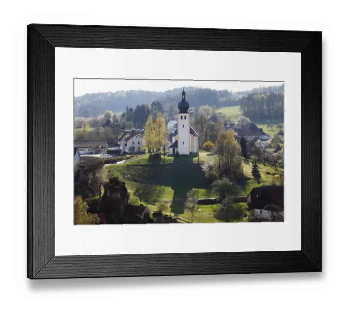 Framed Print : Baernfels, with Maria Schnee daughter church, municipality of Obertrubach, Franconian Switzerland, Upper Franconia, Franconia, Bavaria, Germany, Europe