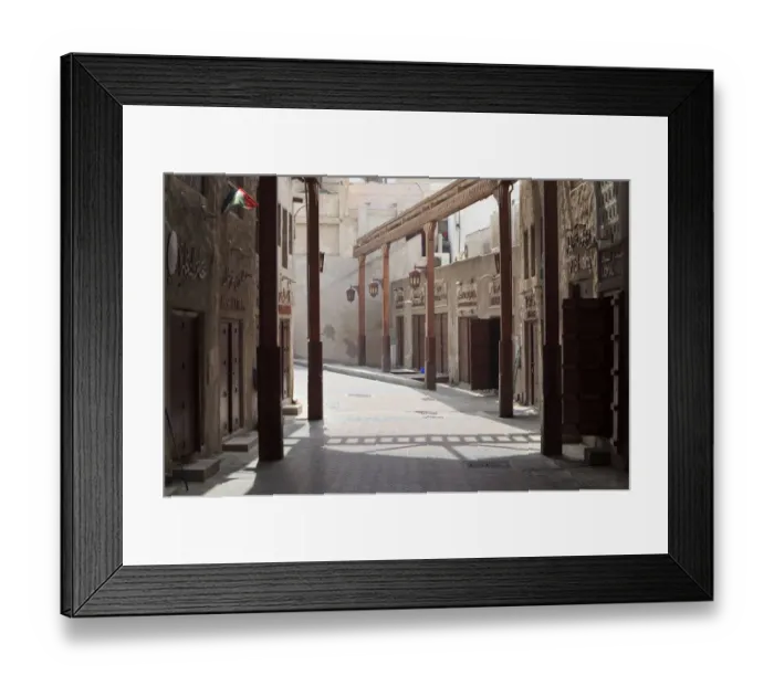 Framed Print : Historic pedestrian zone, Dubai, Emirate of Dubai, United Arab Emirates Framed Print : Historic pedestrian zone, Dubai, Emirate of Dubai, United Arab Emirates