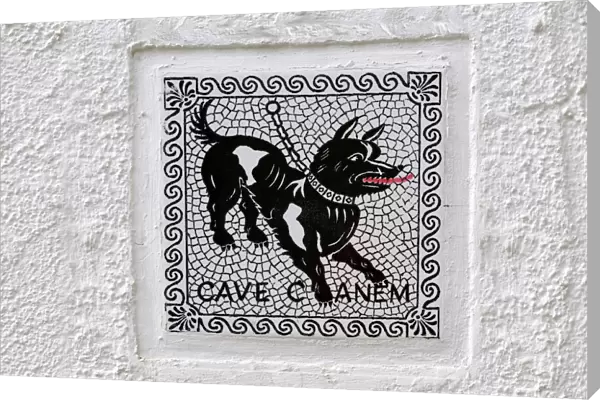 Warning sign, Cave canem, beware of the dog, Lake Maggiore, Switzerland, Europe