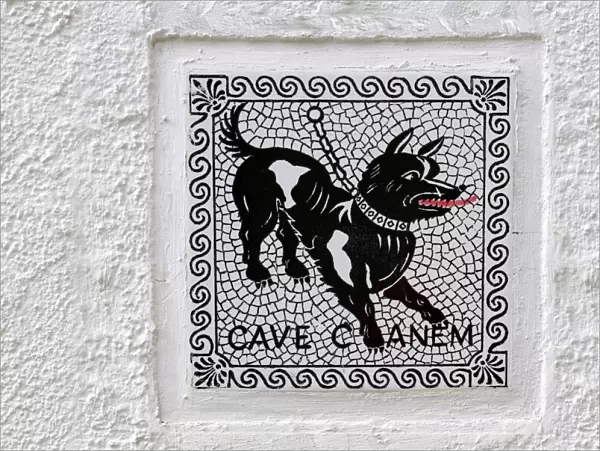 Warning sign, Cave canem, beware of the dog, Lake Maggiore, Switzerland, Europe
