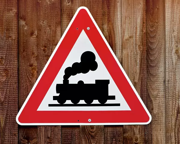 Warning sign, rail traffic