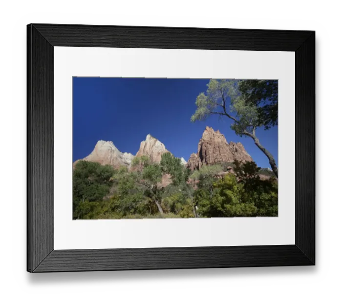 Framed Print : Court of the Patriarchs sandstone cliffs, Zion National Park, Utah, USA, America Framed Print : Court of the Patriarchs sandstone cliffs, Zion National Park, Utah, USA, America