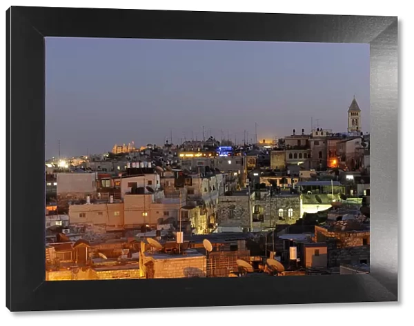 Evening mood, view over the Christian Quarter, Old City of Jerusalem, Israel, Middle East