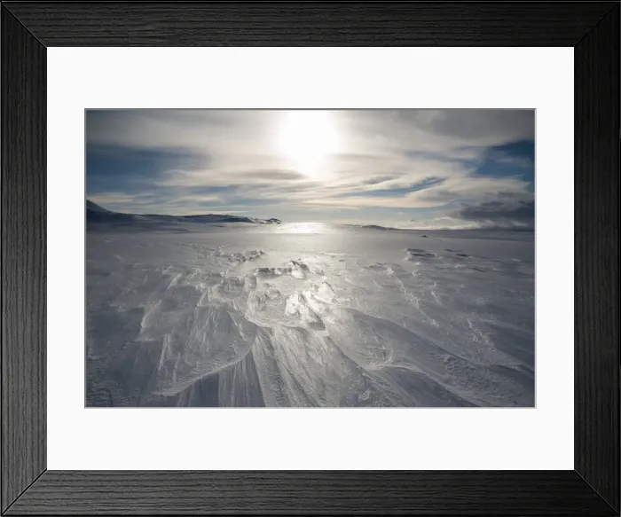 Framed Print : Winter landscape, view towards Vatnajoekull Glacier, Icelandic Highlands, Iceland, Europe
