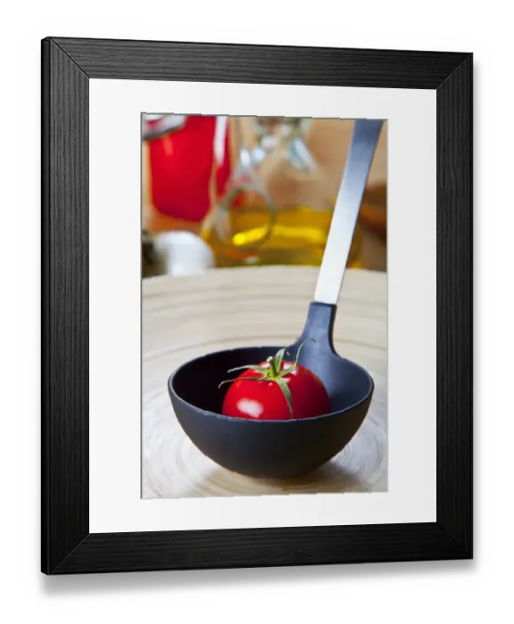 Framed Print : Organic tomato in a soup ladle Framed Print : Organic tomato in a soup ladle