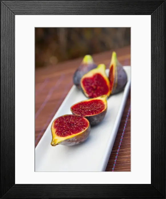 Framed Print : Organic figs, cut