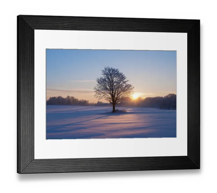 Framed Print : Sunset on a snowy winter landscape, Lower Saxony, Germany, Europe Framed Print : Sunset on a snowy winter landscape, Lower Saxony, Germany, Europe
