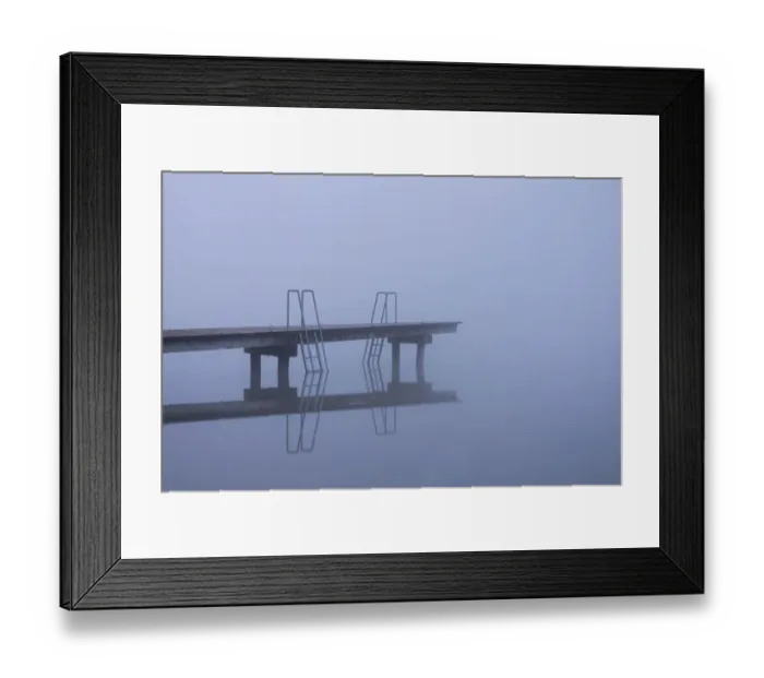Framed Print : Jetty in the autumn mist, Lake Mindelsee, Baden-Wuerttemberg, Germany, Europe