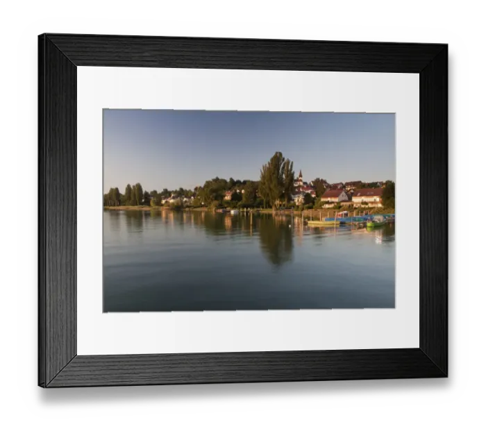Framed Print : Dingelsdorf on Lake Constance, with parish church of St. Nicholas in the morning light, Dingelsdorf, Baden-Wuerttemberg, Germany, Europe Framed Print : Dingelsdorf on Lake Constance, with parish church of St. Nicholas in the morning light, Dingelsdorf, Baden-Wuerttemberg, Germany, Europe