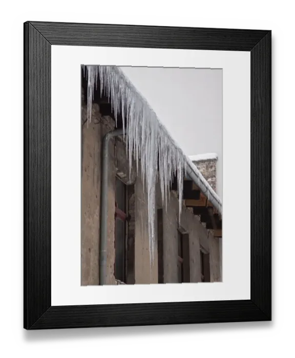 Framed Print : Long icicles on a building Framed Print : Long icicles on a building