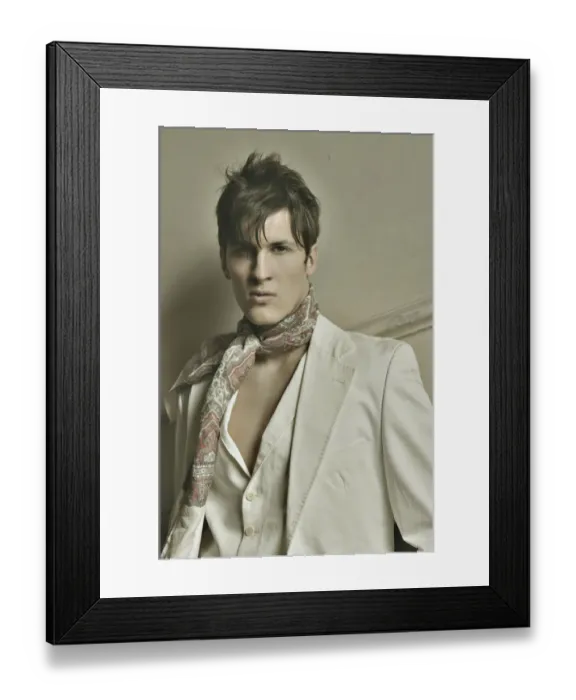 Framed Print : Young man in an old stairwell, nostalgic portrait Framed Print : Young man in an old stairwell, nostalgic portrait
