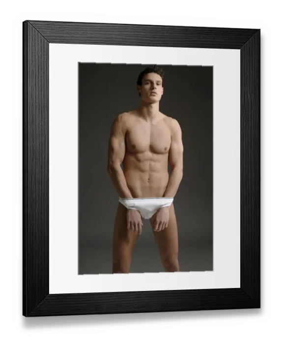 Framed Print : Young athlete in white briefs Framed Print : Young athlete in white briefs