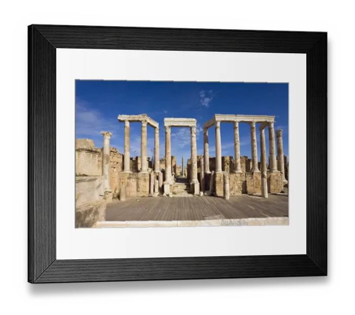 Framed Print : Ruins of the ancient theatre of Leptis Magna, Libya, North Africa