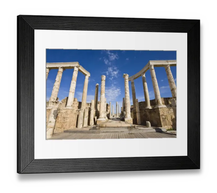 Framed Print : Ruins of the ancient theatre of Leptis Magna, Libya, North Africa