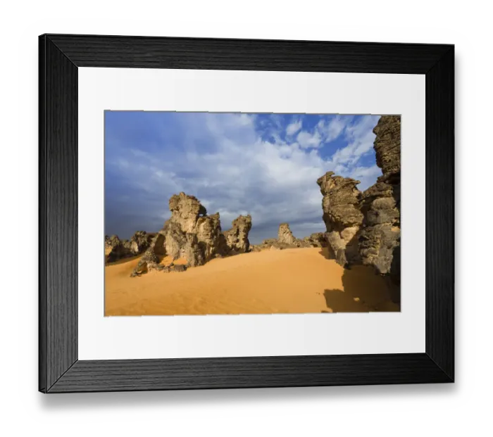 Framed Print : Stone desert, Tassili Maridet, Libyan Desert, Libya, Sahara, North Africa, Africa
