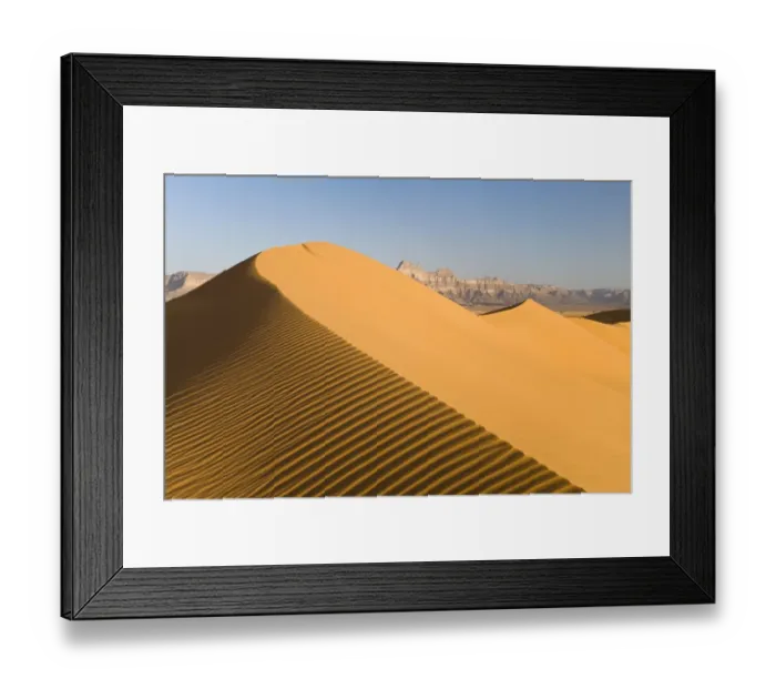 Framed Print : Sand dunes in front of the Idinen Mountains in the Libyan Desert, Libya, Sahara, North Africa, Africa Framed Print : Sand dunes in front of the Idinen Mountains in the Libyan Desert, Libya, Sahara, North Africa, Africa