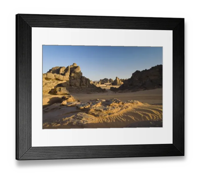 Framed Print : Rock formations in the Libyan Desert, Akakus Mountains, Libyan Desert, Libya, Africa