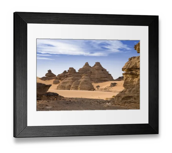 Framed Print : Rock formations in the Libyan Desert, Wadi Awis, Akakus Mountains, Libyan Desert, Libya, Africa
