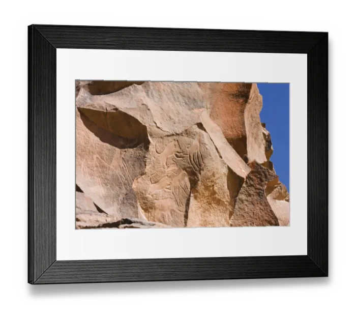Framed Print : Rock engravings in the Wadi Mathendous, giraffe, Wadi Barjuj, stone desert, Libya, Sahara, North Africa, Africa Framed Print : Rock engravings in the Wadi Mathendous, giraffe, Wadi Barjuj, stone desert, Libya, Sahara, North Africa, Africa