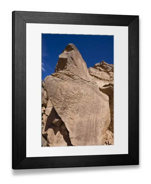 Framed Print : Rock engravings in the Wadi Mathendous, elephant, Wadi Barjuj, stone desert, Libya, Sahara, North Africa, Africa Framed Print : Rock engravings in the Wadi Mathendous, elephant, Wadi Barjuj, stone desert, Libya, Sahara, North Africa, Africa